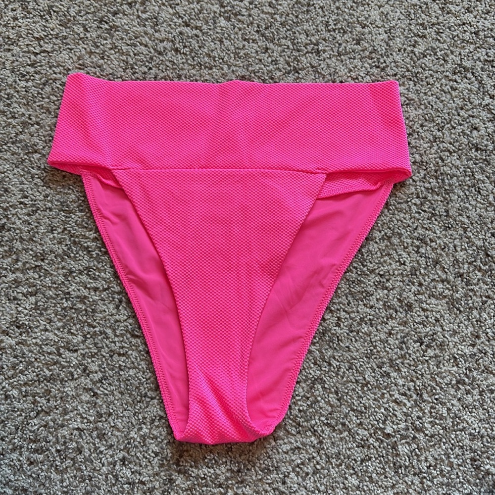 BNWT Aerie Vibrant Pink cheeky high-waisted Swimsuit Bottom